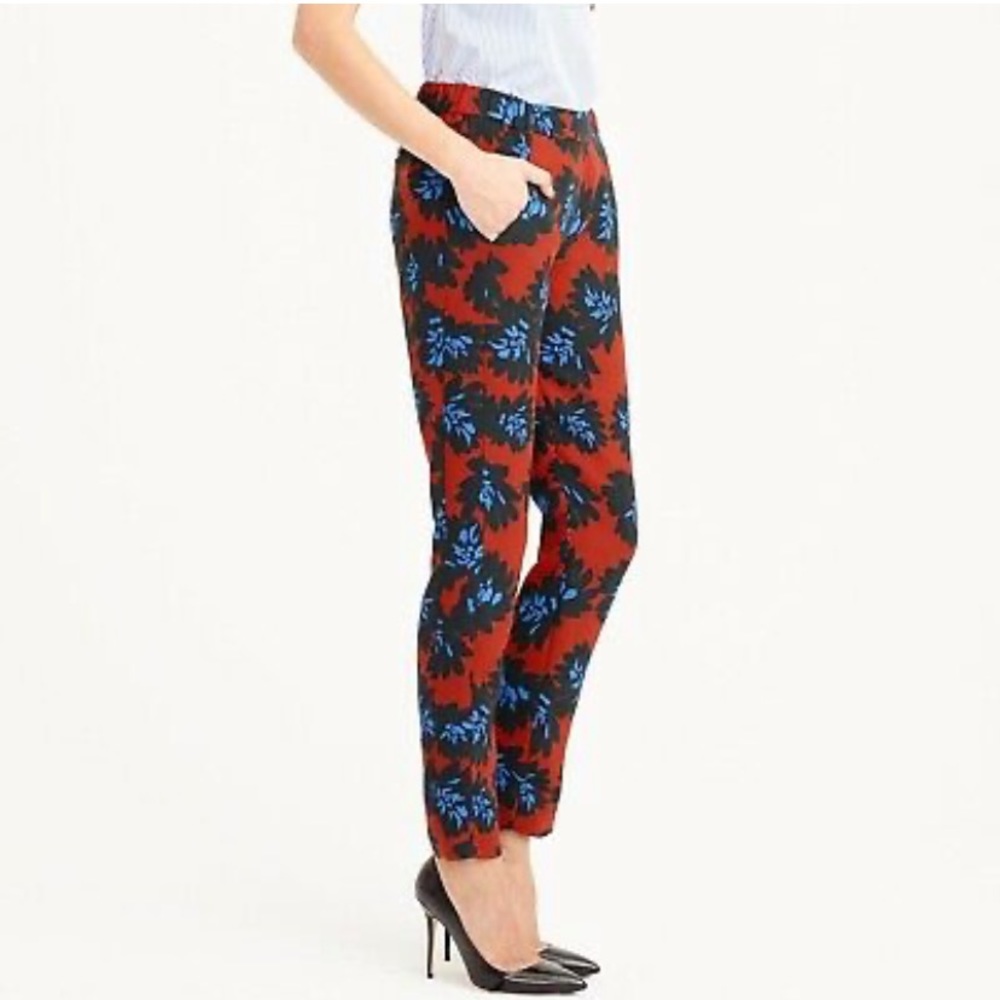 J. Crew Firework Floral Print Red Blue & Black Dress Pants View 2